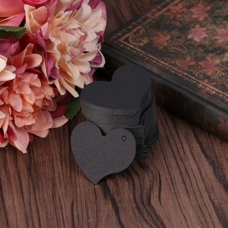 

100Pcs Heart Shape Blank Kraft Paper Card Gift Tag Label DIY Party Wedding Craft Post Card Greeting Postcards Message Note