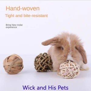 Rabbit Toy Grass Ball 3balls/piece of Dragon Cat Dutch Pig Dwarf Rabbit Pet Grinding Teeth Snack Anti-bite Training Gnawing Food