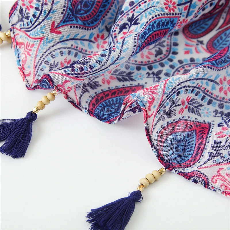 Женская весенне-осенне-зимняя винтажная шаль с принтом в этническом стиле мягкая