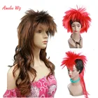 Парик для косплея Aimolee в стиле панк, красная повязка на голову, синтетические волосы, парик для Хэллоуина
