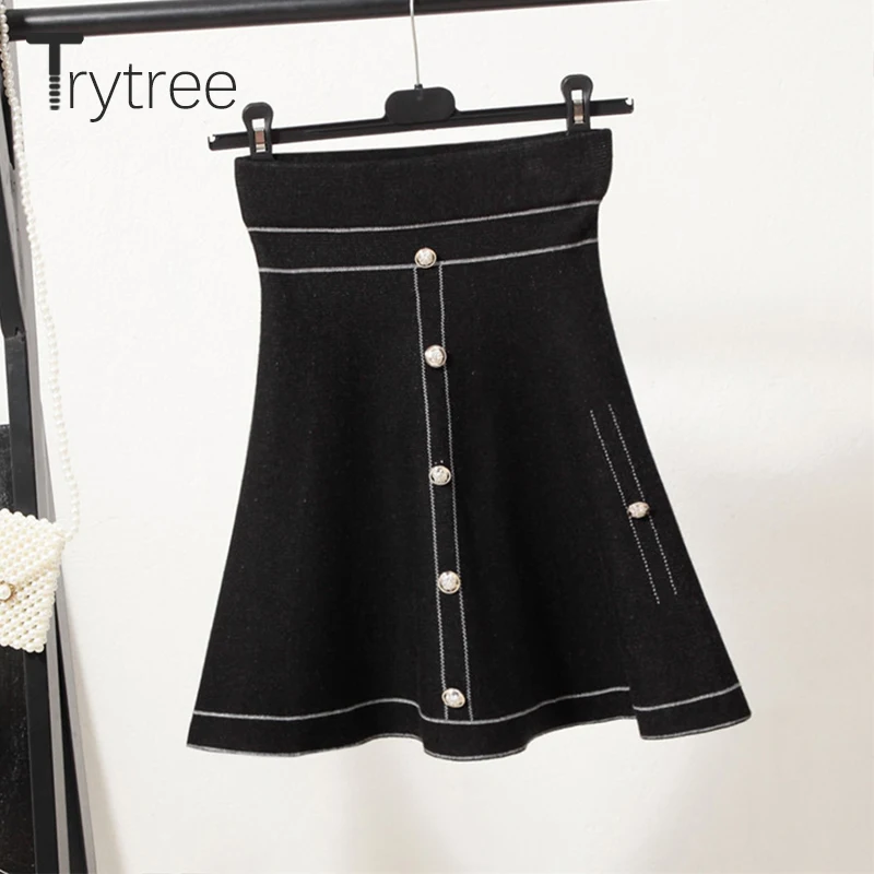 Осень-зима 2020 женская повседневная юбка Trytree с высокой талией однотонная Модная