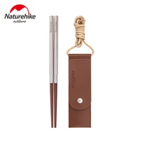 naturehike ultralight folding wooden chopsticks solid portable reusable outdoor camping bbq picnic tableware chop sticks
