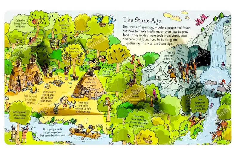 

Usborne 3D English Books Look Inside The Stone Age Board Book Children's Educational Toy Picture Book