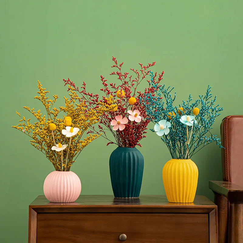 

Nordic Creative Simplicity Flower Arrangement Vase with Dried Flowers Office Living Room Study Ceramic Vase Decorations for Home