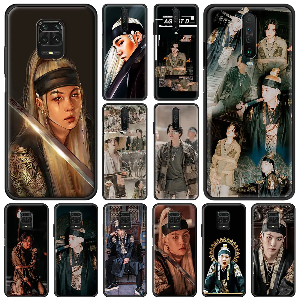 

Agust D suga Luxury Phone Case For Xiaomi Redmi Note 9S 9 8 10 Pro 7 8T 9C 9A 8A K40 Poco X3 NFC M3 Soft Silicone Black Cover