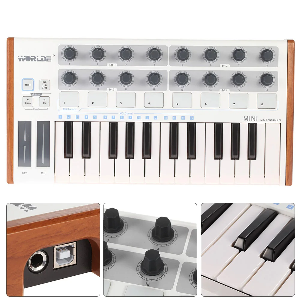 На выбор ультра Портативный 25 ключ USB MIDI Drum контроллер клавиатуры Мини
