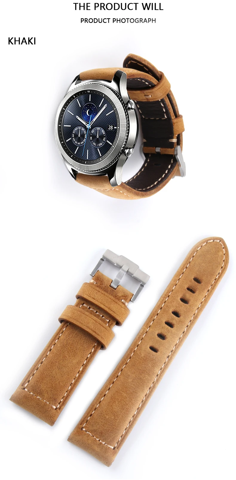 Итальянский ремешок из натуральной кожи 22 мм для samsung gear S3 Classic Frontier gear 2 Neo Live huawei Watch Band