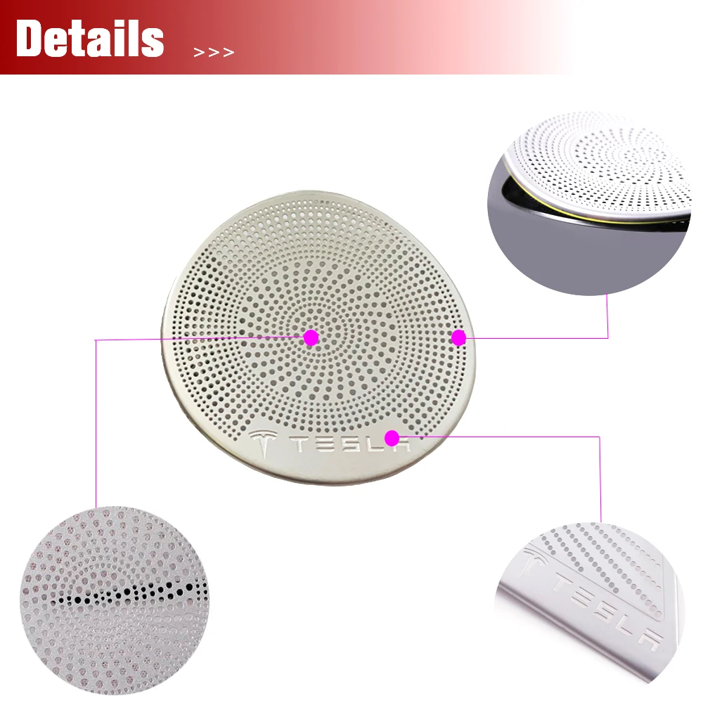 New 2pcs tesla horn cover stickers Protect Loudspeaker Interior Door Sound Audio Speaker Frame Covers for Tesla model3 2017-2019