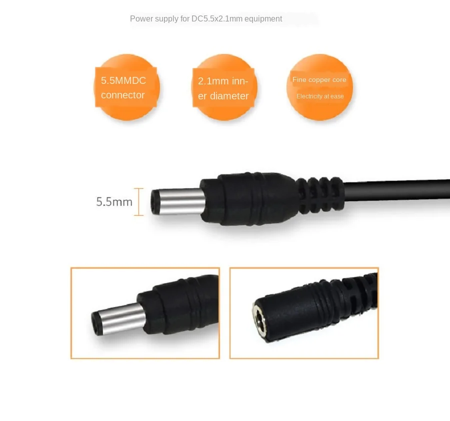 Black All-copper DC5.5 X 2.1 Monitoring Power Extension Cord/router DC Line Bus 1/2/3/5/10 M Aaa To Adapter Led Display | Безопасность и