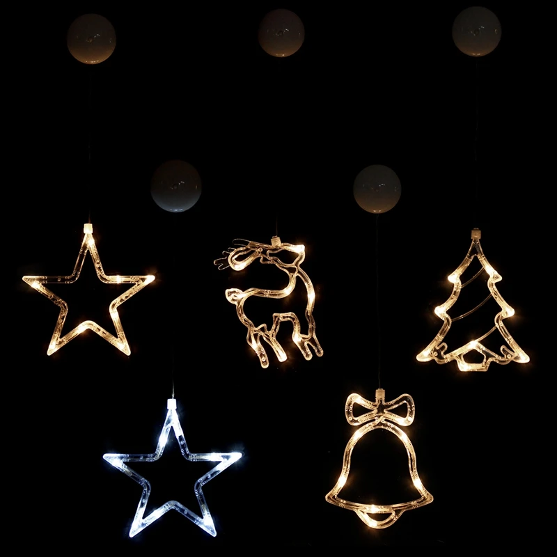 20 Led Рождественская гирлянда в форме колокольчиков Новогодняя вечеринка, праздник окна декоративные присоски светильник на батарейках праздник света для домашнего декора