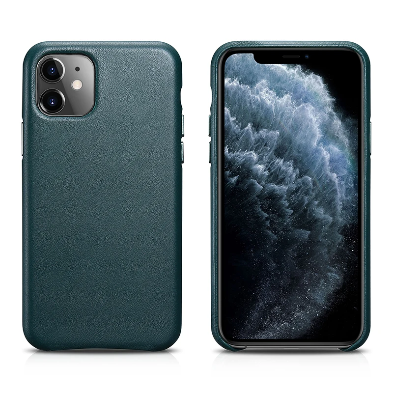 Чехол накладка icarer из натуральной воловьей кожи для iPhone 11 Pro Max 5 8 6 1 темно