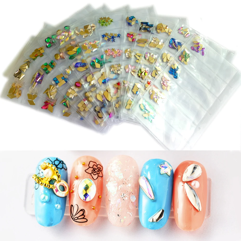 1 упаковка разноцветные стеклянные стразы для ногтей в форме капли конский глаз