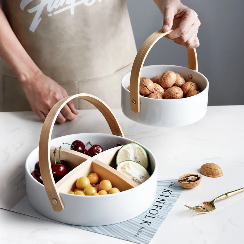 Скандинавские Керамические 4 сетки тарелка для фруктов орехов креативный с