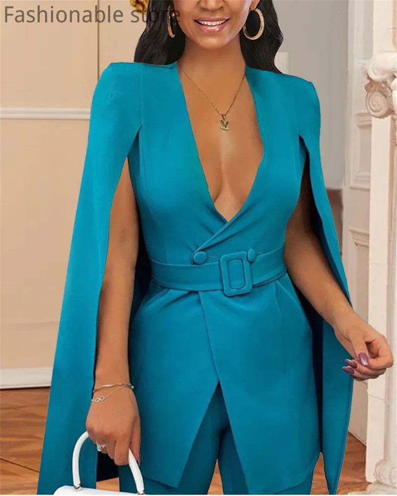 

Women Elegant Solid Color V-Neck Long Sleeve Blazer Coat With Sashes
