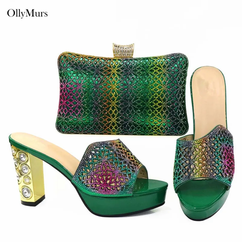 В африканском стиле Элегантные женские туфли лодочки комплект из обуви и сумки в