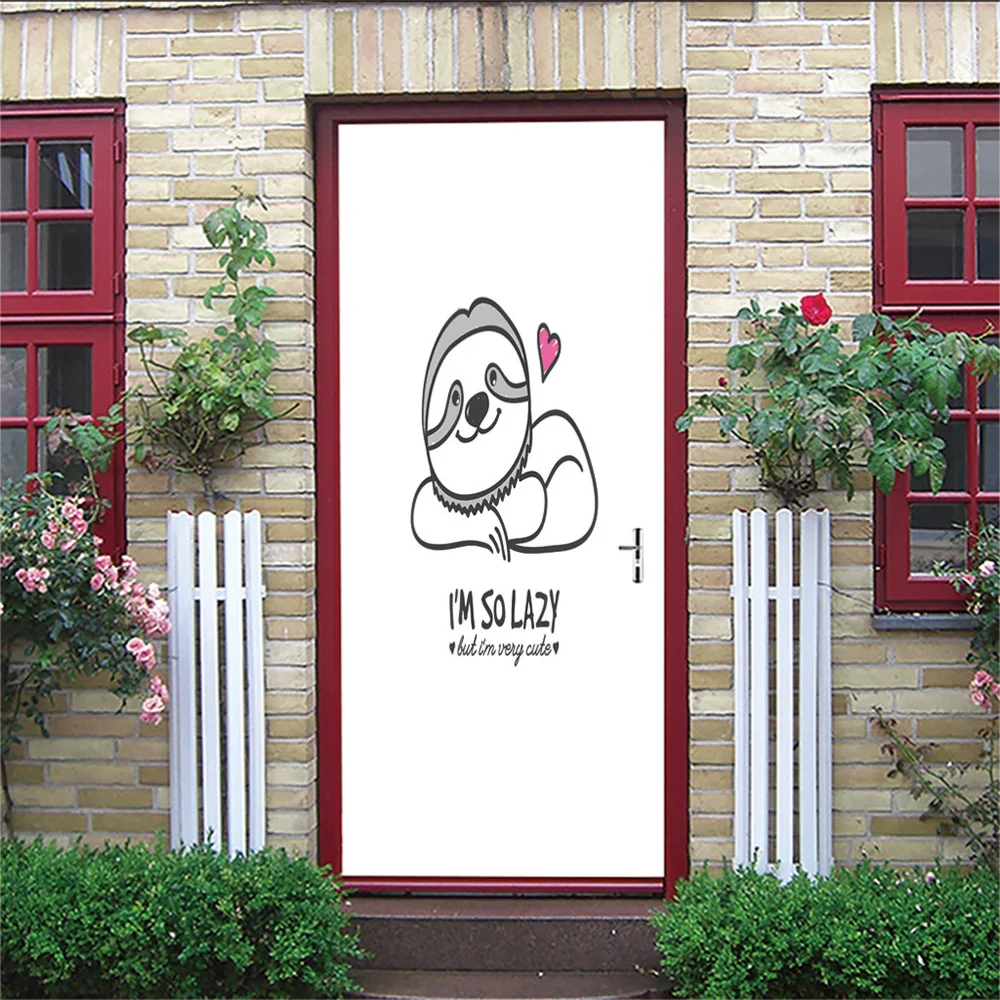 

1 Pair Creative Self-adhesive Door Stickers Cartoon Anti-theft Door Stickers