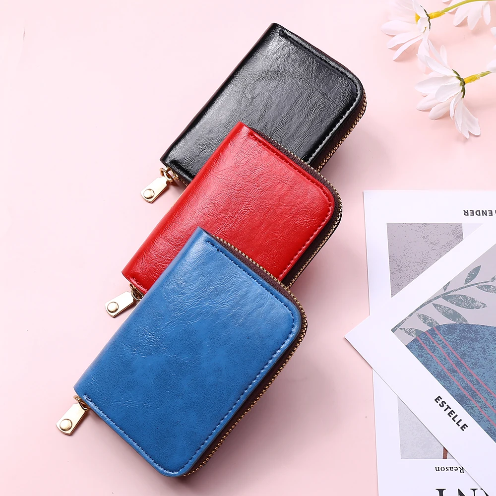 

PU Leather Credit Card Holder Ladies Small Blocked Accordion Wallets ID Cards Bag New Leather Wallet for Women and Men