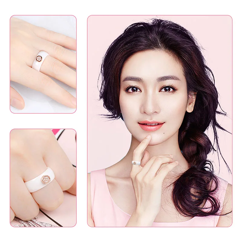 Элегантные керамические кольца на палец черные белые гладкие ювелирные изделия