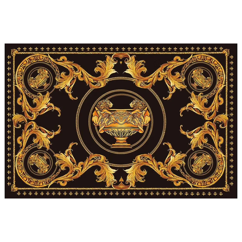 

American light luxury carpet black gold printing doormat doormat footmat antiskid mat living room bedroom bedside