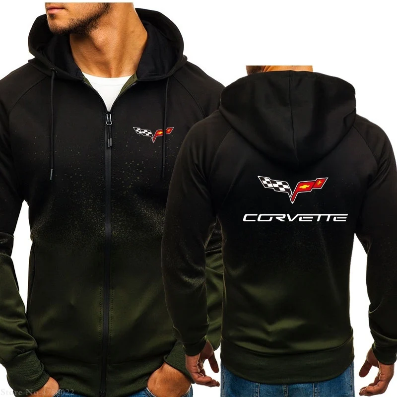 

Hoodies Men Casual Chevrolet Corvette Sweatshirt Long Sleeve Hooded coat Mens zipper Jacket Man Hoody Clothing t6