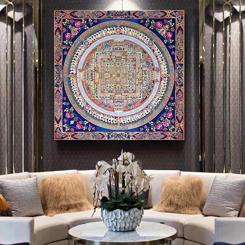 Современные картины Thangka Мандала с Буддой абстрактные постеры и принты настенные
