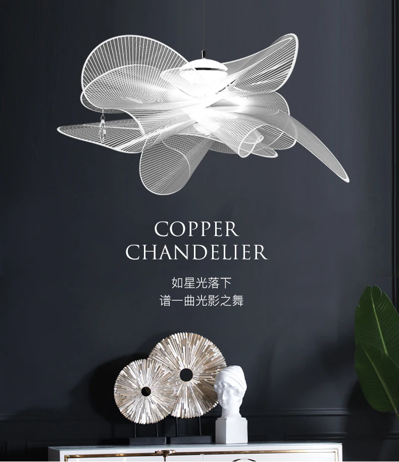Italian designer chandelier modern restaurant lighting creative minimalist bedroom study mesh crystal Nordic living room lamp
