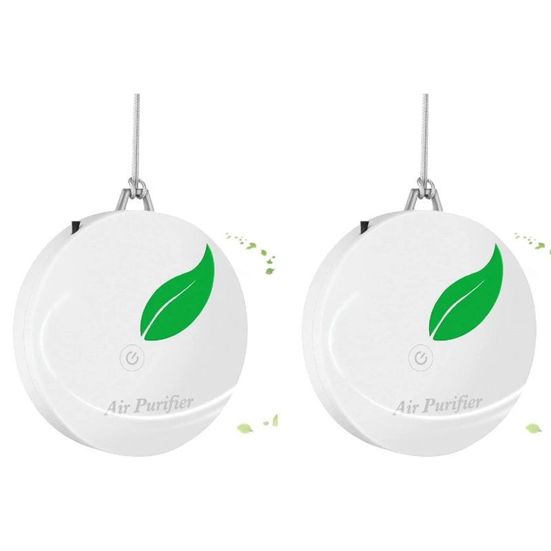 

2X Personal Wearable Air Purifier Necklace Portable Air Freshner Ionizer Negative Ion Generator For Adults Kids White