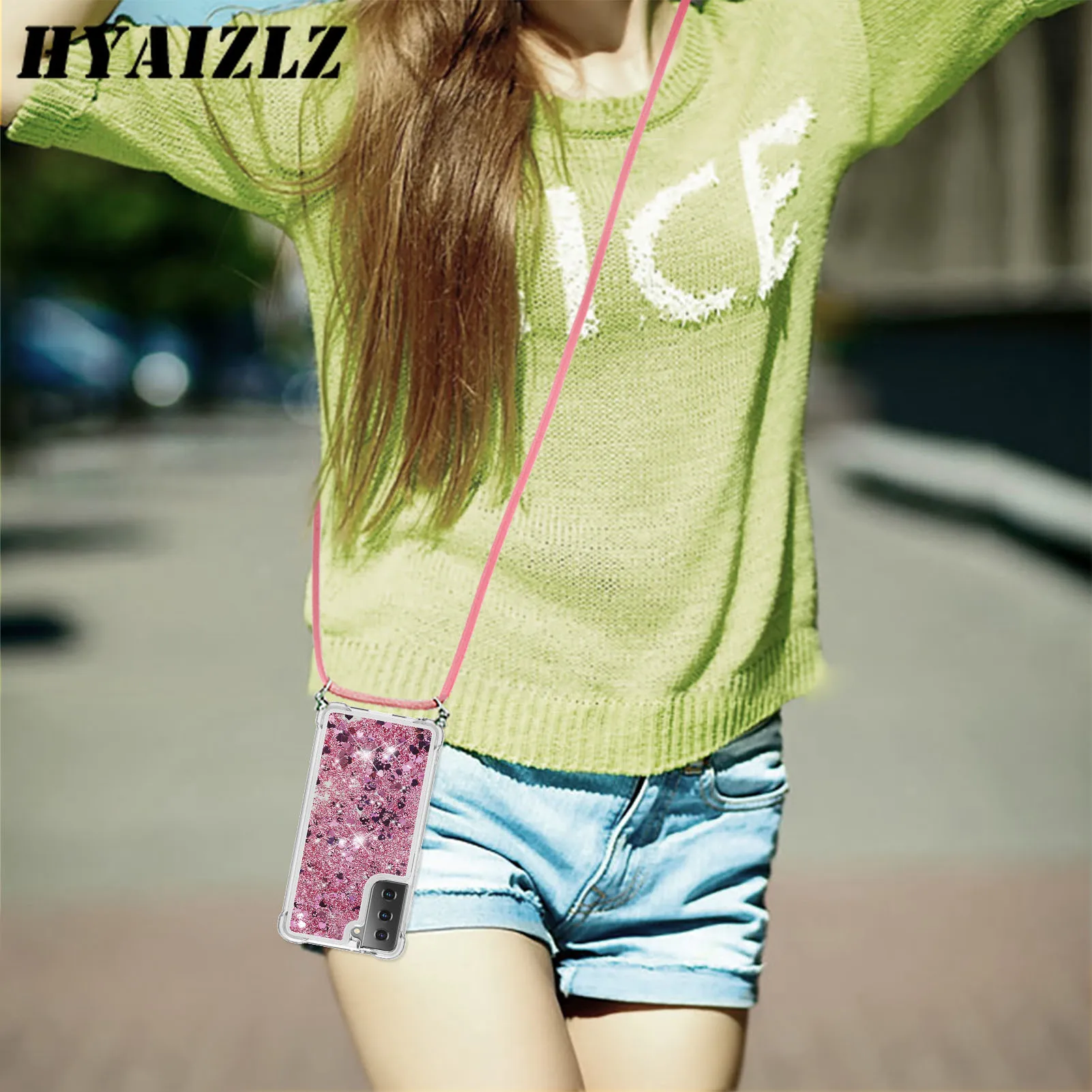 

Quicksand Phone Case For Samsung Galaxy Note 20 Ultra 4G 5G S21 Ultra S20 S10 S9 Plus LITE S11 E Fashion Lanyard Cover Funda