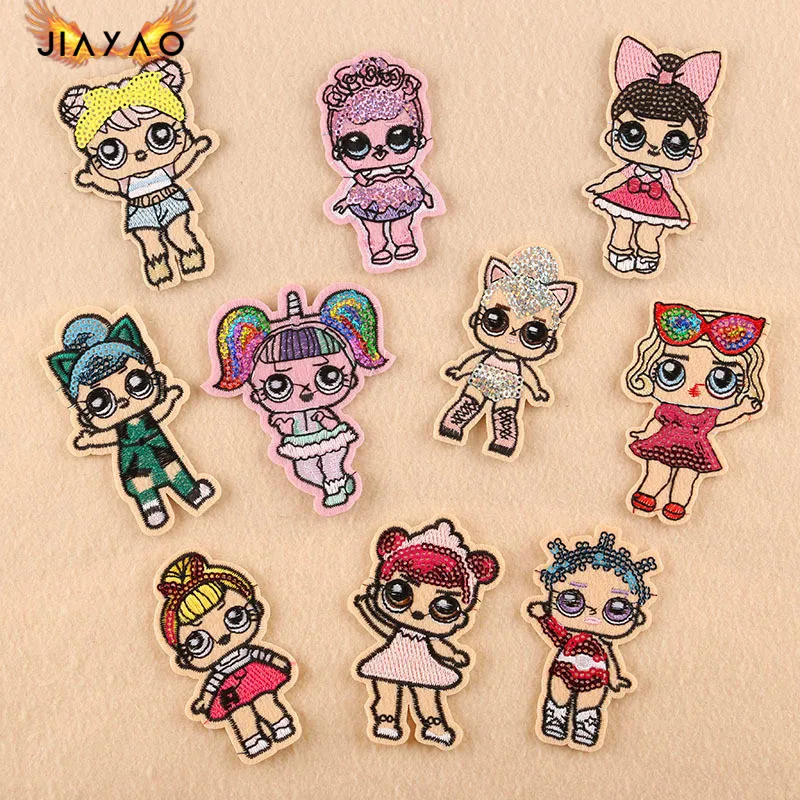 Лидер продаж мультяшная кукла с блестками нашивка для вышивки Глажка одежды