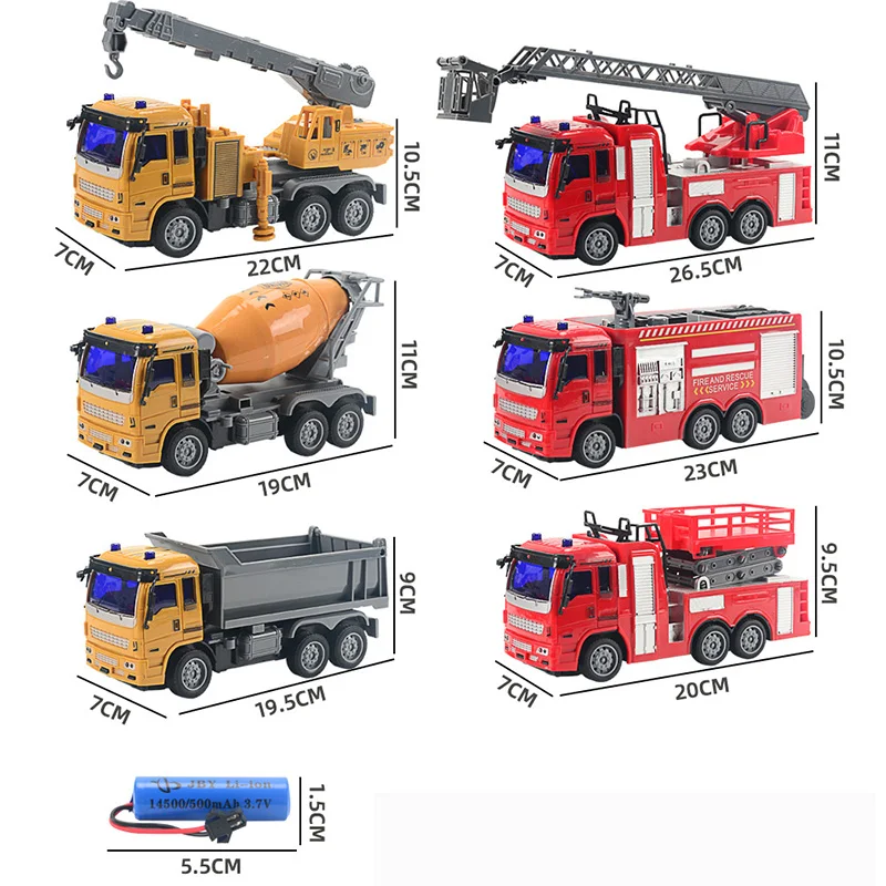

RC Engineering Truck Mixing Crane Water Spouting Fire Truck Remote Dump Car Model Children's Toys Boys Birthday Christmas Gifts