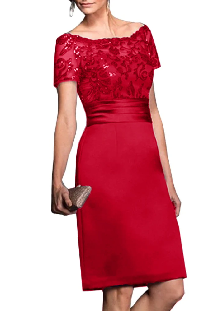 Элегантное темно синее платье с глубоким круглым вырезом синие атласные платья