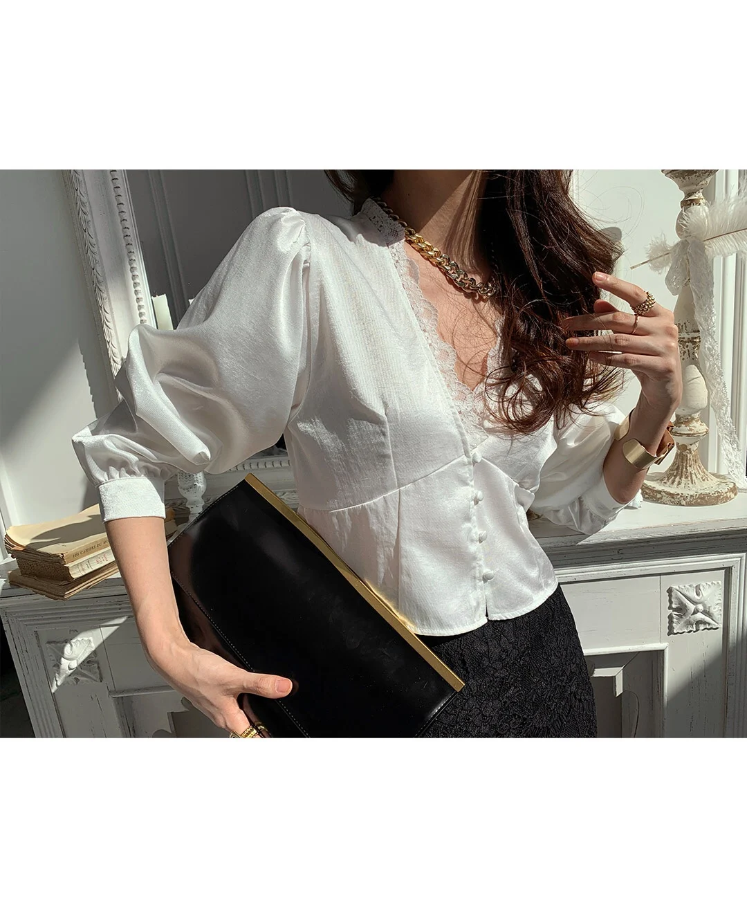 

SuperAen Solid Lace Short Lace Full Office Lady Shirt Womens Tops