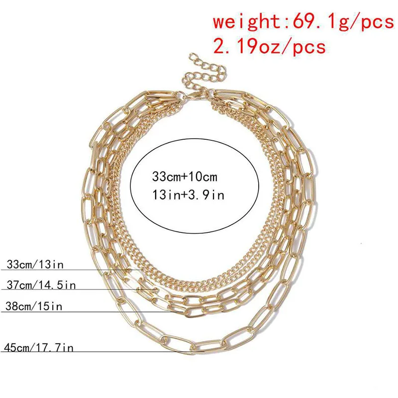 

Funmode Hip Hop Multi Layer Cuban Link Chain Collar Pendant Necklace For Women Party Accessories Jewelry mujer Wholesale FN253