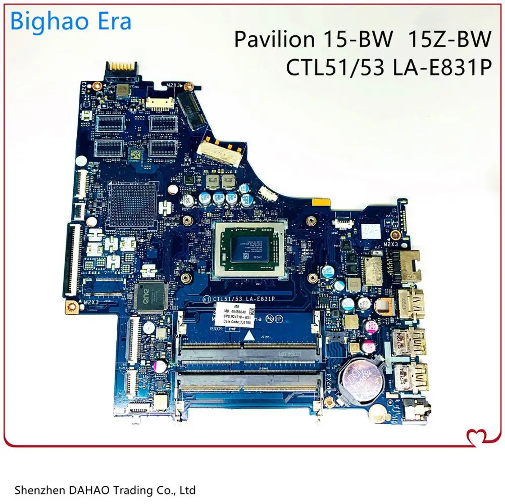 

CRL51 LA-E831P For HP 15-BW015CY 15-BW032WM 15-BW Laptop Motherboard 924717-601 924717-001 With A12-9720P CPU 100% Fully Tested