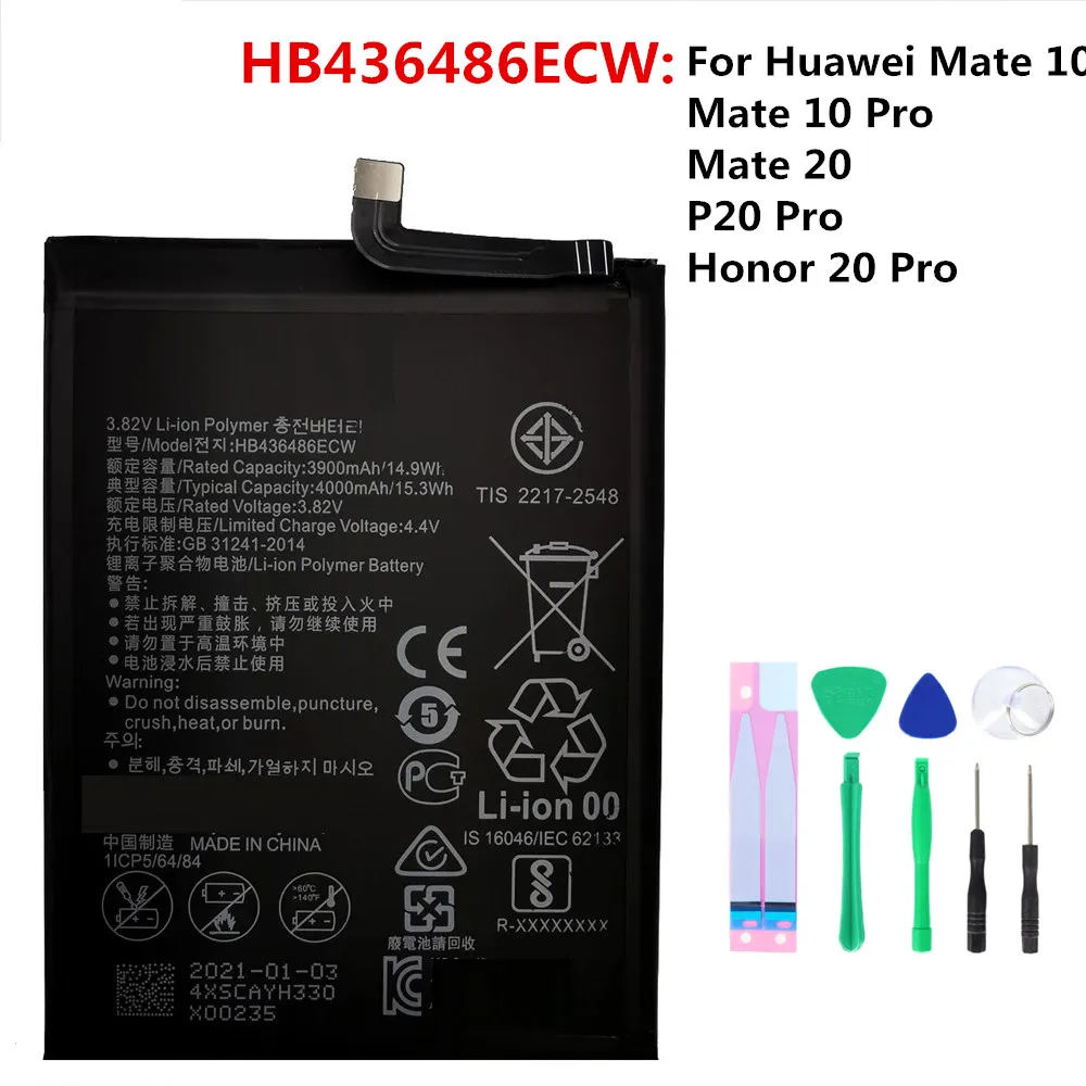 

Оригинальный аккумулятор для телефона Huawei Mate 10 10Pro Mate20 P20 Pro AL00 L09 L29 TL00 сменные батареи HB436486ECW 4000 мАч