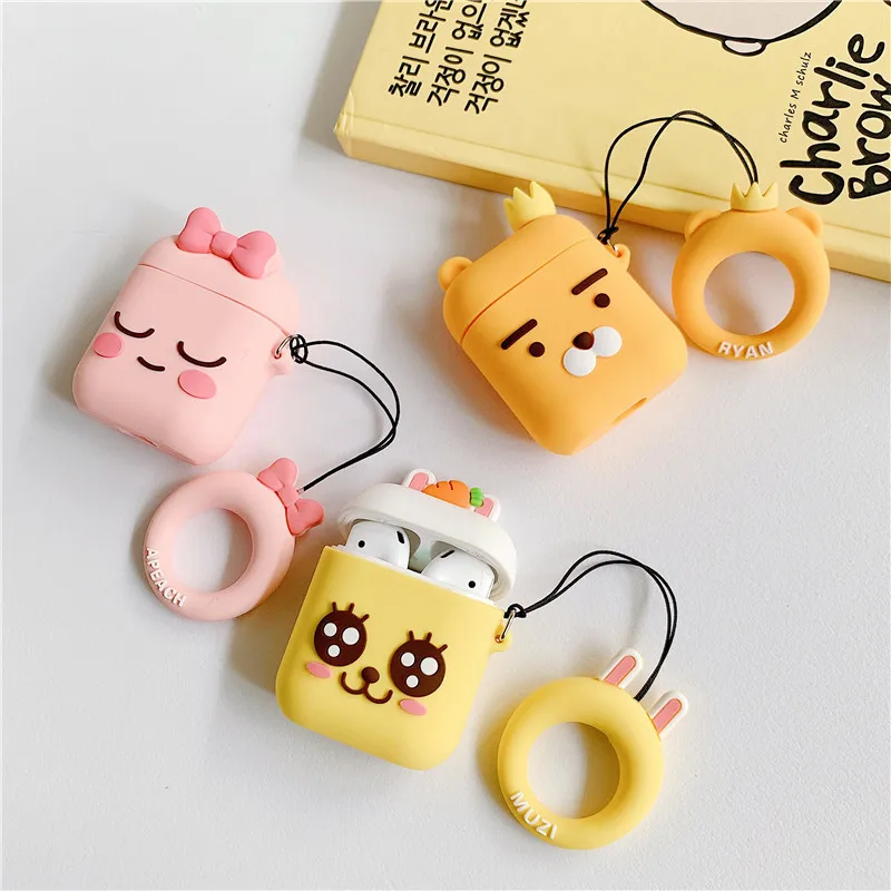 

For AirPod 1 2 Case 3D Carrot Bow Rabbit Lion Cartoon Soft Silicone Earphone Cases For Apple Airpods Case Cute Cover Funda