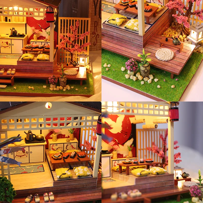 

DIY Doll House Wooden DollHouse Toy With Japanese Architecture Puzzle Casa Architecture Houses Mininatures Toys For Children