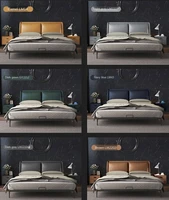 Simple Luxury Leather Bed 18 M Master Bedroom Double Bed Small-Sized Leather Bed Genuine Leather Custom