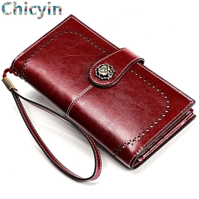 Женский кожаный кошелек Cowide в стиле ретро длинная сумочка из натуральной кожи на