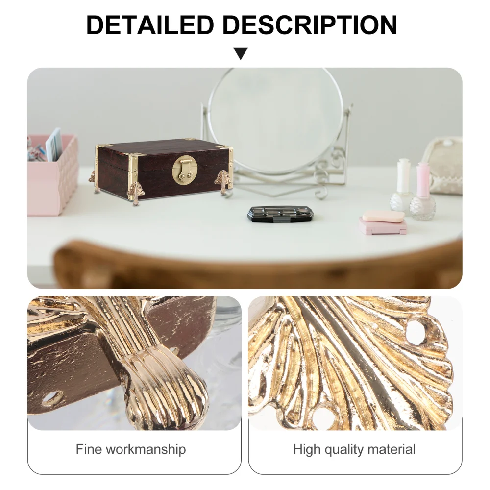

8Pcs Household Box Legs Wooden Case Corner Gift Box Base Feet Accessories Golden