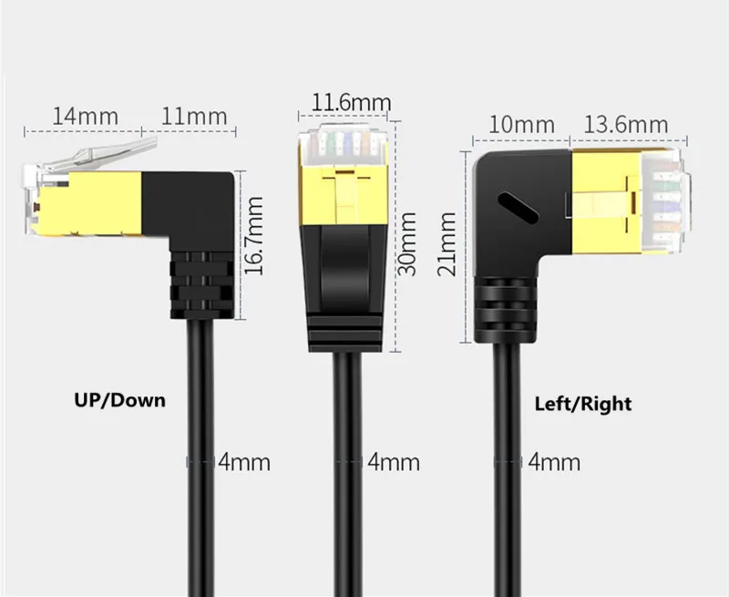 

90 Degree Right Angle Ethernet Thin Cable RJ45 Cat7 Lan Ultra Slim Cable UTP RJ45 Network Cable for Cat6 Compatible Patch Cord