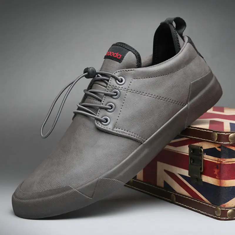Модные мужские туфли на плоской подошве; обувь из вулканизированной кожи; Zapatos De Hombre; Цвет Черный; Zapatillas; мужская повседневная обувь; кожаные кроссовки; A11-56