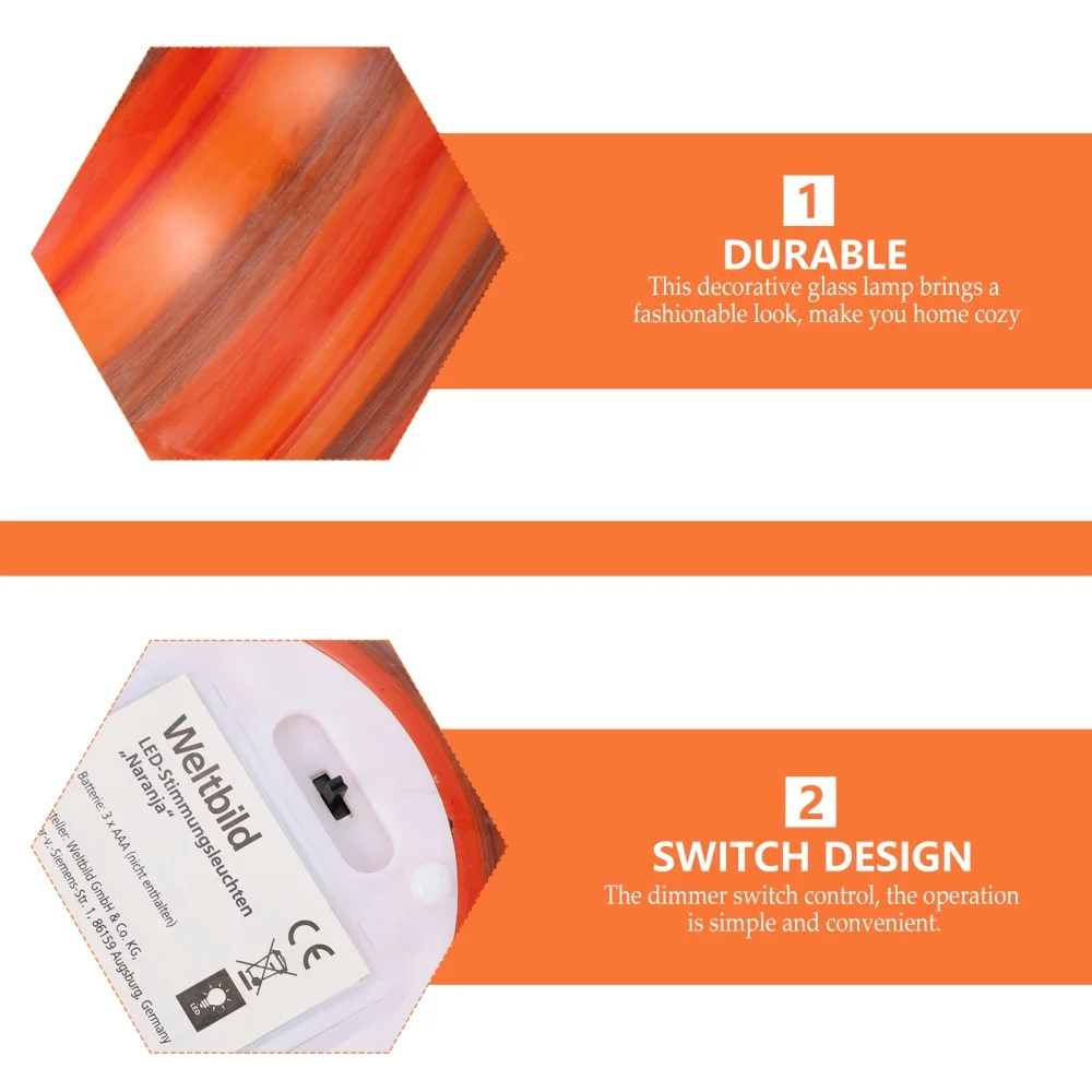 

1Pc Decorative Glass Light Household Table Lamp Desktop Light Adornment (Red)