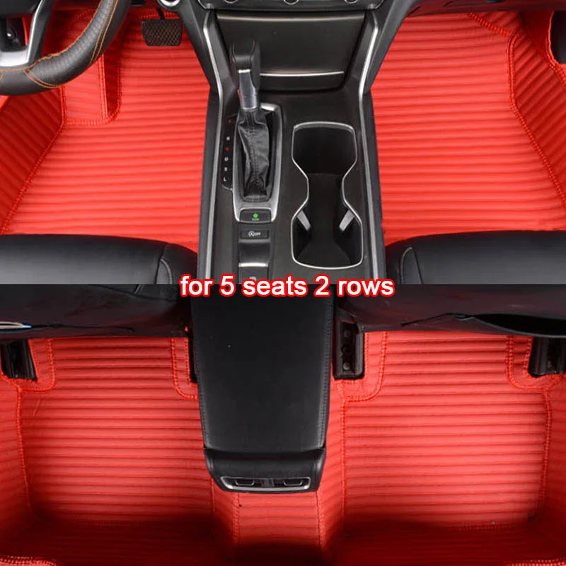 red 2 rows FUZHKAQI пользовательские автомобильные коврики для BAIC двигатель все модели BJ40 BJ80 BJ20 D20 D70 D50 D60 X25 X55 X65 CC 35 BW007 коврики для ног - Название цвета: red 2 rows