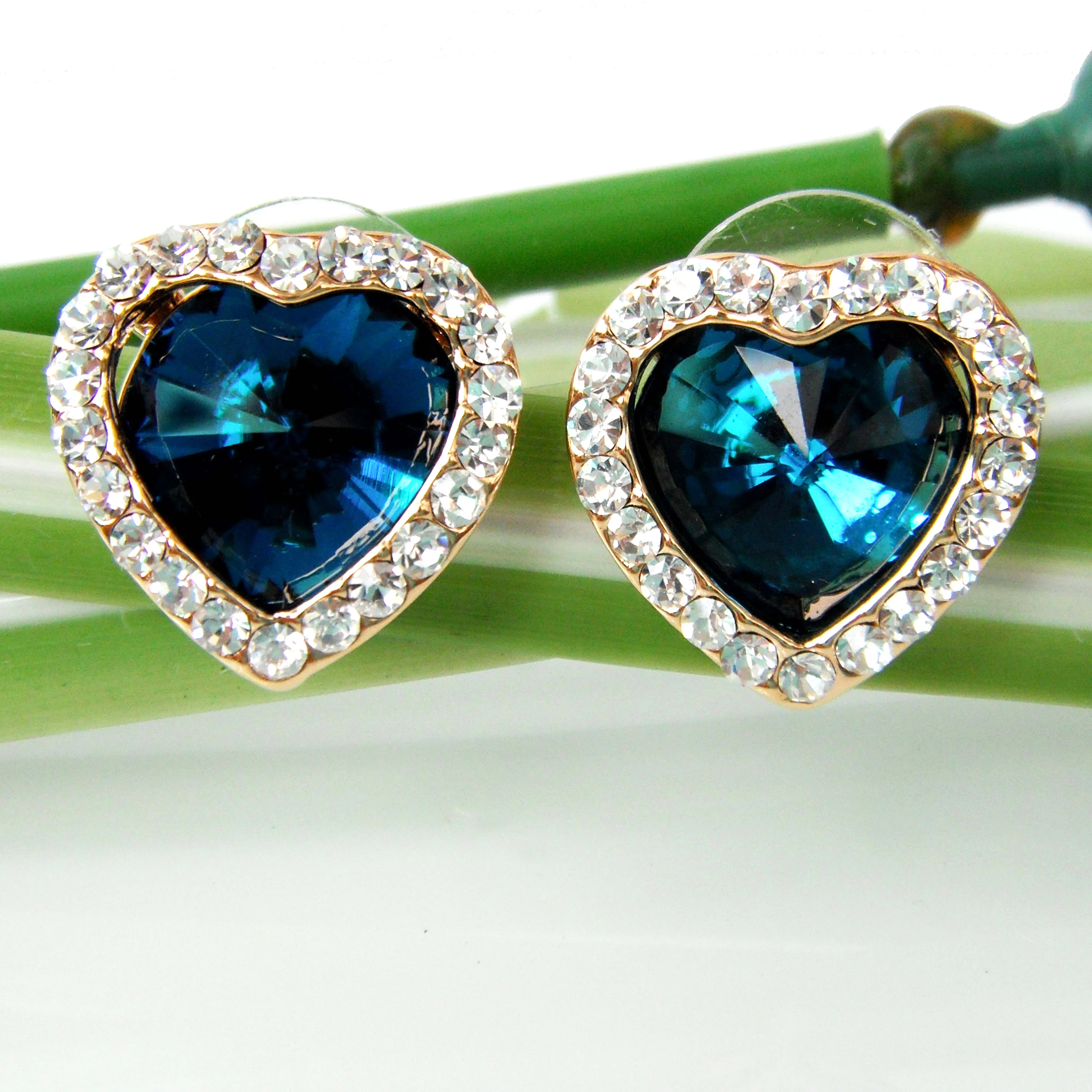 Серьги гвоздики в форме сердца Navachi желтые серьги с кристаллами из кубического