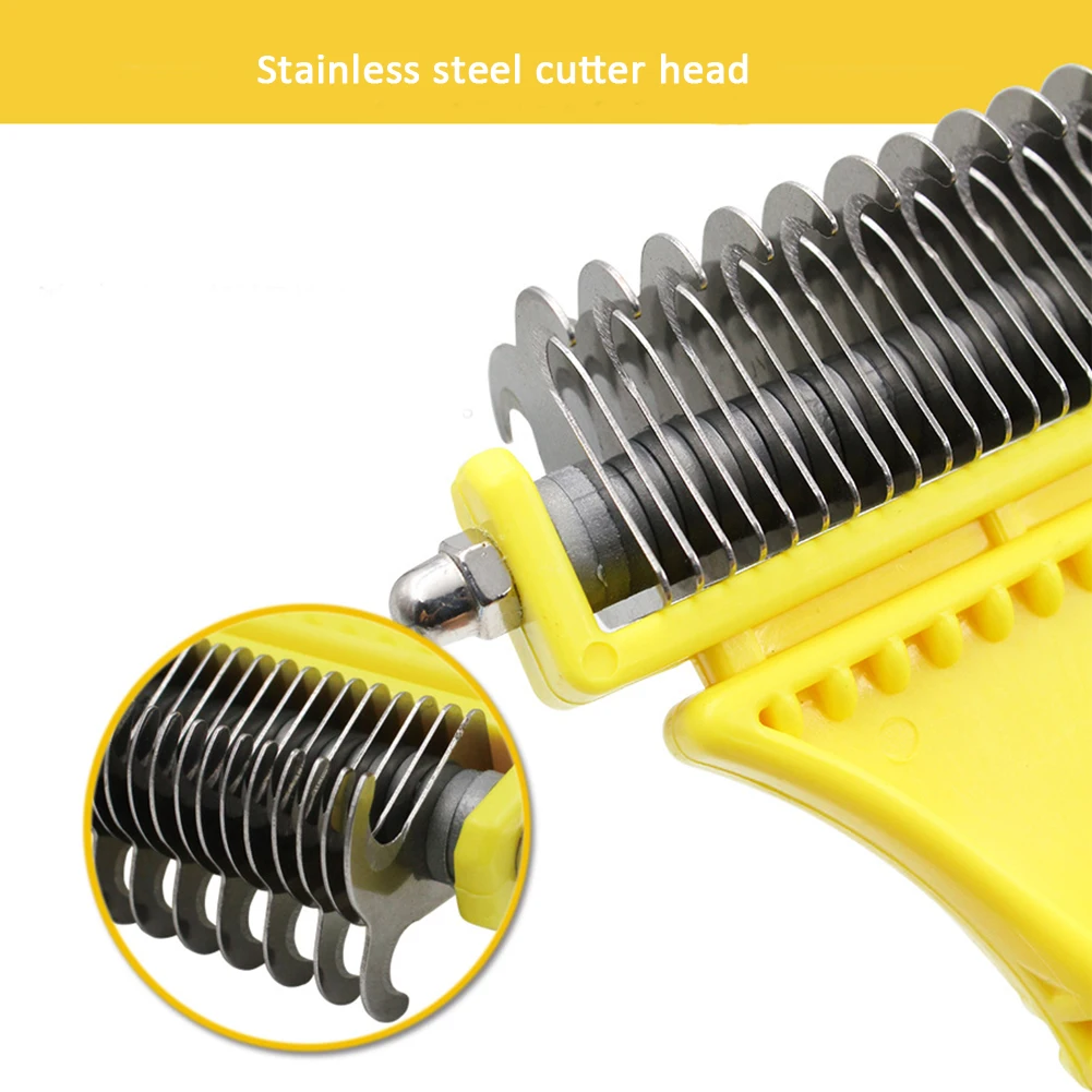 

23+12 Teeth Stainless Steel Pet Comb Two-sided Untying Comb Shedding Tool Massage Hair Removal Brush Untying Brush for Cat Dog