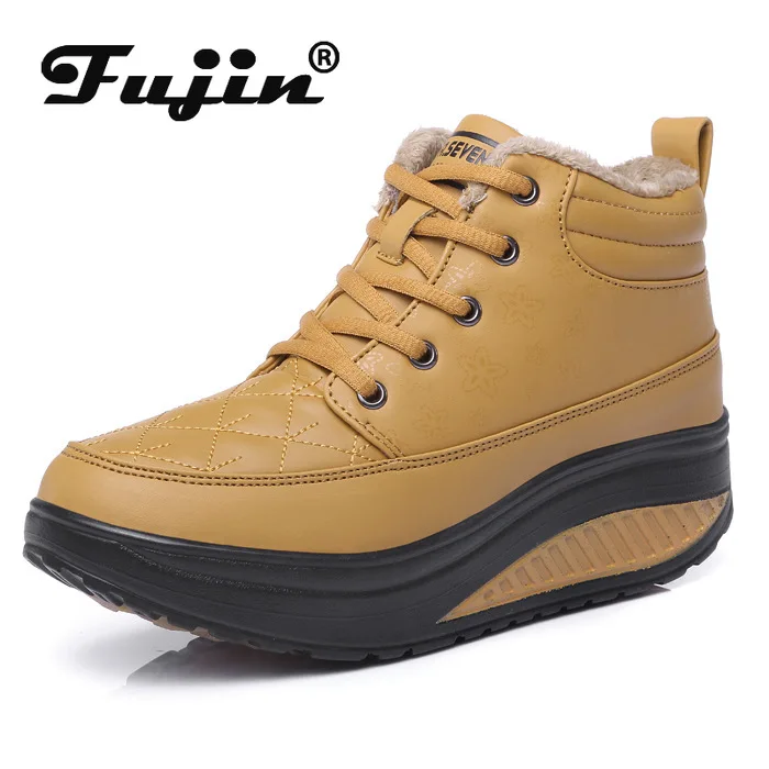 Fujin/женские ботильоны Короткие теплые ботинки с Плюшевым Мехом Женская обувь