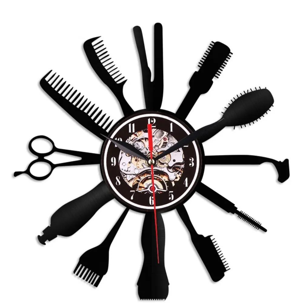 Подвесные настенные часы Креативный виниловый инструмент для стрижки