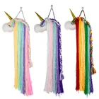 Вешалка для волос ручной работы в виде единорога, веревка, искусственная веревка для головы, настенный шерстяной Органайзер с кисточками, держатель для аксессуаров для волос