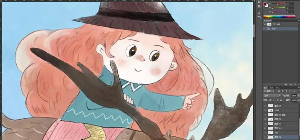 Настенные 3D обои Milofi в скандинавском стиле с изображением медведя дома для